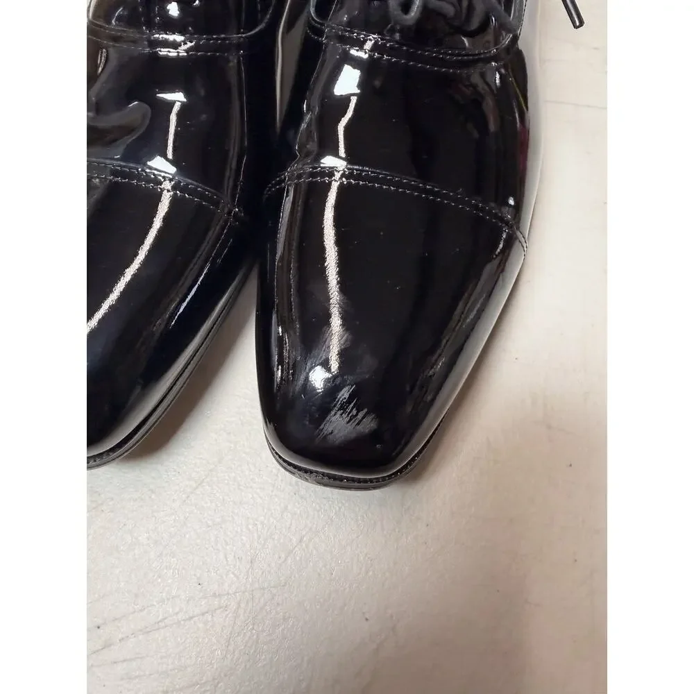 Florsheim Tux Oxford Men Size 13 Black Patent Leather Plain Toe Shoes
